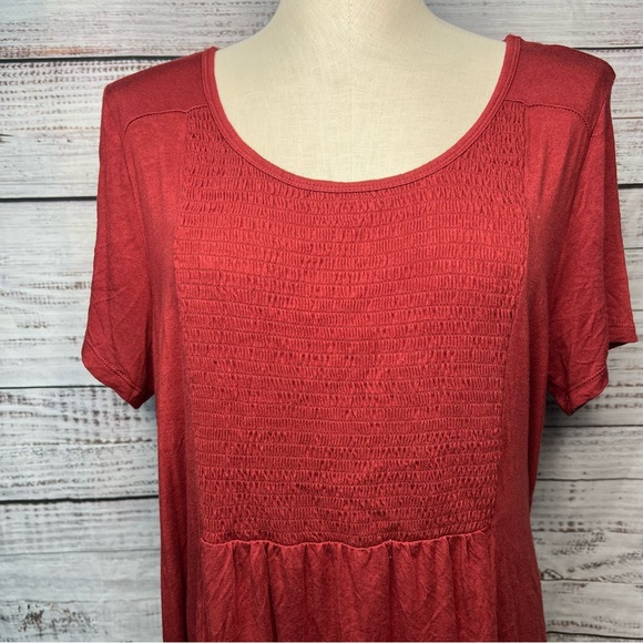 Torrid 2X Super Soft Scoop Neck Smocked Front Panel Top Orange Rayon - Picture 4 of 10